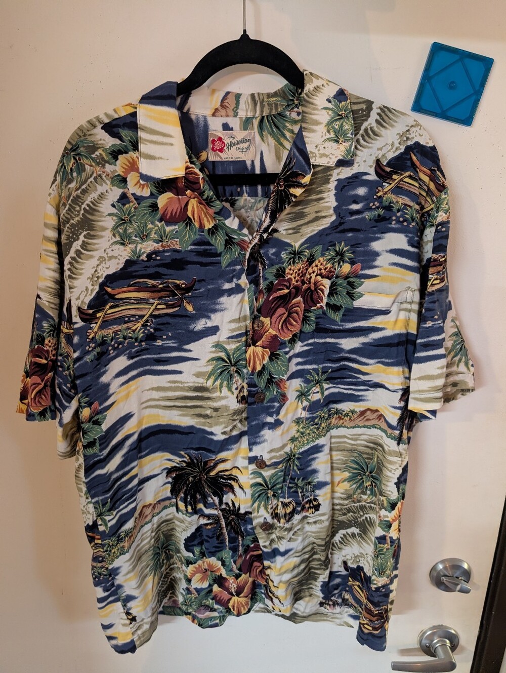Hilo Hattie Navy Blue Tropical Print Button-Down Shirt